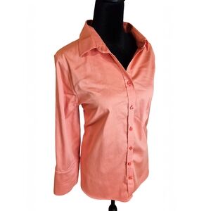 Chico’s No-Iron Chic Stretch Peach Button-Down Blouse Size 2 (US12 Or L)